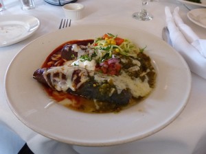 Blue Corn Enchiladas im Santa Cafe in Santa Fe. iwanowski.blog